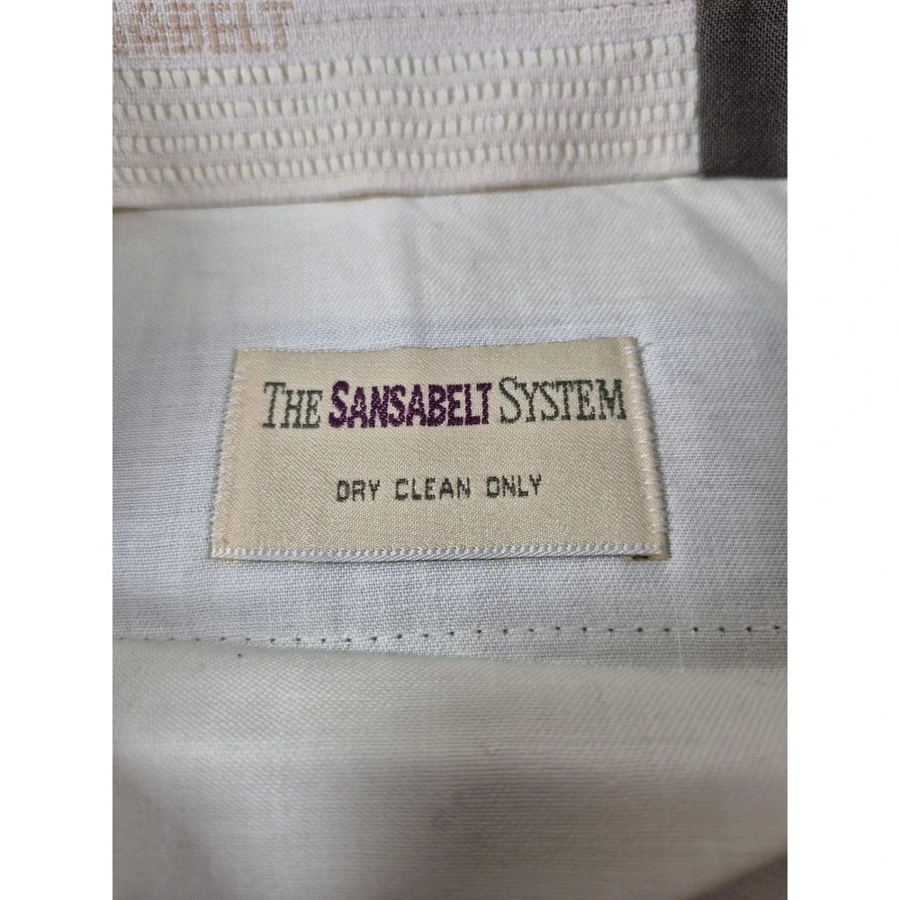 VTG Sansabelt Dress Pants Mens 34x36 Beige Pleated Straight Comfort Waist